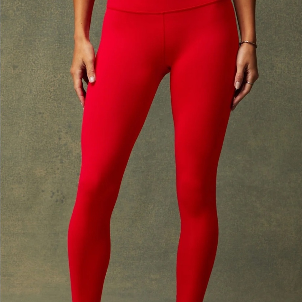 Fabletics Red High-Waist Leggings for Athleisure